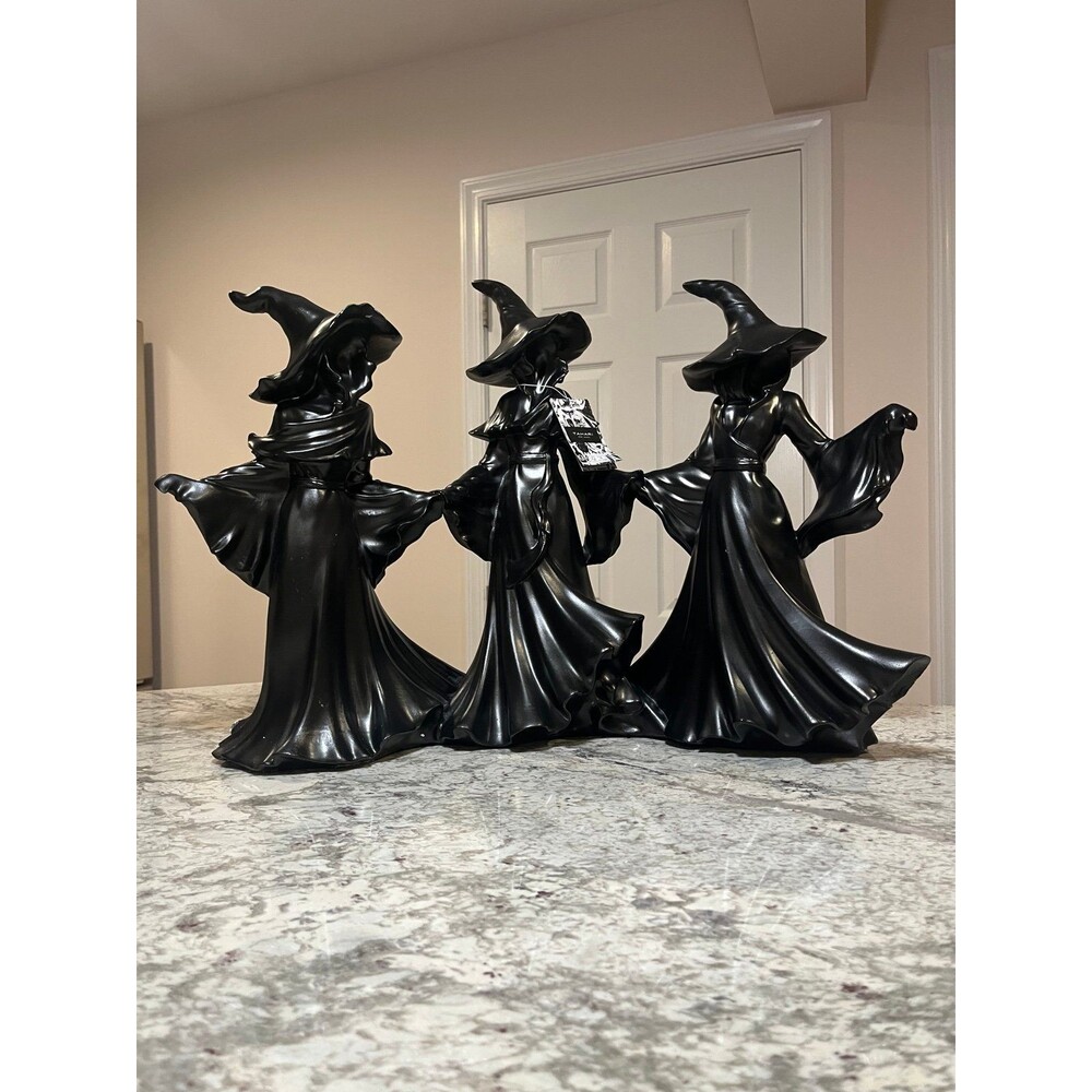 Tahari Halloween Large Black Faceless Witches Trio Figurine Decor